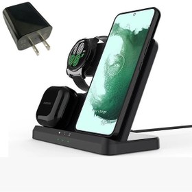 Resim Maiyame Üçü Bir Arada Kablosuz Şarj Cihazı Çok İşlevli Stand Hızlı Şarj Masaüstü Samsung Uyumlu 