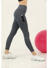 Resim Kadın Antrasit Yüksek Bel Toparlayıcı Çift Cepli Spor Tayt Bilek Boy Boy Slim Fit Görünüm 1057 Antrasit 