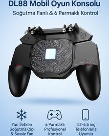 Resim Coverzone Soğutma Fanlı Mobil Oyun Kolu 6 Parmak Destekli, L2R2 Tetikli, 4.7–6.5” iOS Android İçin DL88 