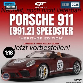 Resim 1:18 2019 Porsche 911 991 Speedster Heritage Edition Cherry Metallic 