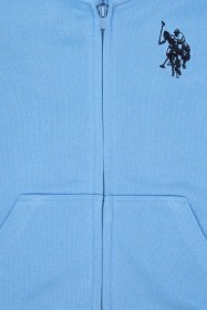 Resim U.S. Polo Assn. Erkek Çocuk Açık Mavi Fermuarlı Kapüşonlu Sweatshirt 50316706-VR003 