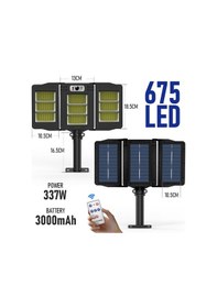 Resim Technosmart 675ledli Solar Bahçe Aydınlatması Projektör Sokak Lambası Hareket Sensörlü Güneş Enerji 