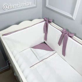 Resim Ekru - Rose Fırfırlı Bebek Uyku Seti - Sosis Bumper / 60x120 