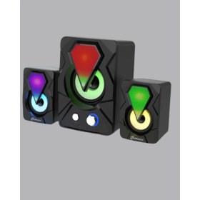 Resim USB Bağlantılı Rgb 2.1 Hoparlör Seti Derin Bas ve Renkli Işık 