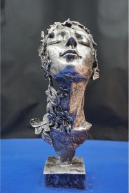 Resim Dekoratif Çiçekli Kadın Heykel Biblo Ev Dekor & Hediyelik Aksesuar 32 Cm Gümüş 