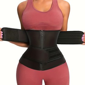 Resim Kadınlar için Siyah Bel Eğitici Karın Kemeri - Ayarlanabilir Askılı, Fermuarlı ve Güvenli Cırt Cırt Tokalı Zayıflama Vücut Şekillendirici, Gelişmiş Fitness ve Antrenman Performansı için, Bel Eğitici Karın Kontrolü 