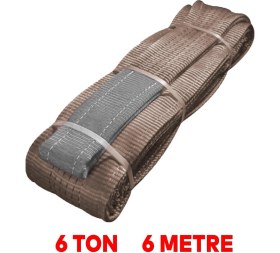 Resim Yük Kaldırma Sapan Polyester Spanzet 6 Ton 6 Metre Kahve Sağlam Taşıma Indirme Araç Çekme Halat 