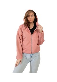 Resim Spor Kadın Kapüşonlu Su Ve Rüzgar Geçirmez Oversize Yağmurluk - Rüzgarlık-132 Pudra 
