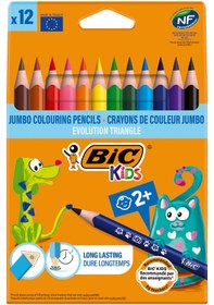 Resim Bic Kids Evolution Üçgen Jumbo Kuru Boya Kalemi 12 Renk 