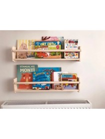 Resim Mrt Ahşap Montessori Raf Yuvarlak Çıtalı 75 cm 2 Adet 