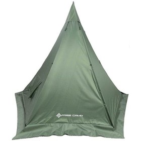 Resim 6 Kişilik Soba Kurulan Çadır 4 Mevsim Bacalı Kışlık Kamp Çadırı Yeşil 