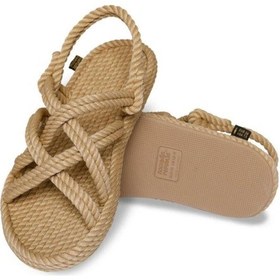 Resim Nomadic Republic Bodrum Kauçuk Tabanlı Kadın Halat Sandalet BOD.0012.K.T-R0152 Bej 