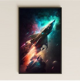Resim Işık Hızında Yükselen Uzay Gemisi Temalı Pleksi Tablo - Dinamik Bilimkurgu Dekoru 