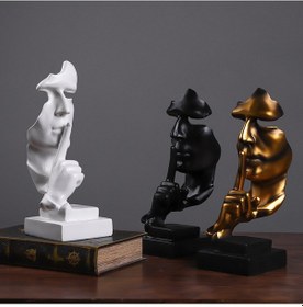 Resim Leezsing Sessizlik Altındır Dekorasyon Oturma Odası Ev Şarap Dolabı Dekorasyon Ofis Heykel El Sanatları Kitaplık Reçine Siyah 