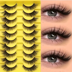 Resim 10 çift Fox Eye 3D Sahte Vizon Kirpik - Tam Şerit Uzatma için Kedi Gözü Stili 