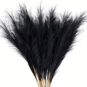 Resim 30 adet 53.34 cm yükseklikte siyah ve altın rengi polyester sahte pampas ot | Vazo çiçek düzenleri, Bohem ev ve mutfak dekorasyonu, düğünler, partiler ve tatiller için ideal, parti dekorasyonu 