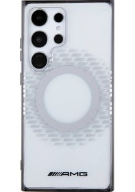 Resim Galaxy Uyumlu S24 Ultra Kılıf Amg Lisanslı Magsafe Özellikli Dörtgen Desenli Transparan Şeffaf 