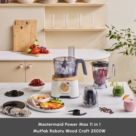 Resim Karaca Mastermaid Power Max 11 In 1 2500W Mutfak Robotu Wood Craft 