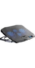 Resim Misda Store Tornado 4x Turbo LED Fan - Ayarlabilir Fan Hızı & 6 Farklı Stand Yükseklik Kademesi - 2 USB Portlu - Metal Mesh Zemin - LCD Ekranlı Notebook Soğutucu - Siyah (9"-17" Boyut Destekli) 