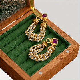 Resim Günlük Kullanım ve Bayram Kutlamaları İçin Uygun Lüks Retro Saray Tarzı Püskül Kolyeli Küpeler - Kadınlar için Takı Hediyesi, Sevgililer Günü Hediyesi 