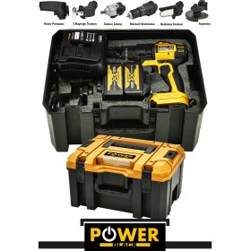 Resim Power Black 6 Lı Pro Set Taşlama Şarjlı Matkap Testere Tilki Kuyruğu Havalı Pompa Somun Sökme Sarı 