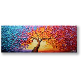 Resim Rengarenk Ağaç - 140x50 