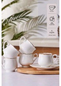 Resim Emsan Beykoz 6 Kişilik Kahve Fincanı Takımı 90 ML Beyaz 