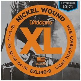 Resim D'Addario EXL140-8 XL Nickel Wound 8 Telli Elektro Gitar Tel Seti - 10-74 (Profesyonel) | 8 Telli Gitarlar İçin Optimize Edilmiş Gerilim, Genişletilmiş Frekans Aralığı ve Nikel Sargı 