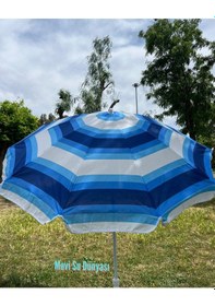 Resim Plaj Deniz Balkon Şemsiyesi %50 Pamuk %50 Porselen Kumaşlı Şemsiye Bidonsuz Eğilebilir 2 Met Lacivert 
