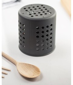 Resim Füme Silindir Dik Kaşıklık & Tezgah Üstü Düzenleyici & Servis Standı Şeffaf 