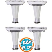 Resim 4 Adet Mobilya Kanepe Puf Sehpa Tv Ünitesi Yükseltici Ayağı Beyaz Krom Baza Ayak 15 Cm Beyaz 4'lü Diğer 