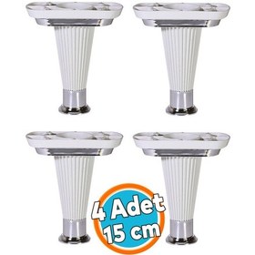 Resim 4 Adet Mobilya Kanepe Puf Sehpa Tv Ünitesi Yükseltici Ayağı Beyaz Krom Baza Ayak 15 Cm Beyaz 4'lü Diğer 