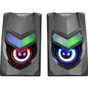 Resim Snopy SN-X25 2.0 Multimedia RGB Işıklı 3W*2 Siyah USB Speaker Hoparlör 16:00 a Kadar Verilen Siparişler Aynı Gün Kargoda