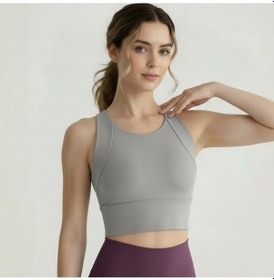 Resim Sculpt Spor Sütyeni Yüksek Destek Toparlayıcı Fitness Yoga Spor Bra Gri 