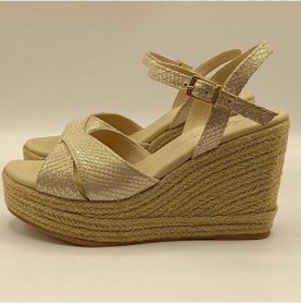Resim Camelia Gold Deri Dolgu Topuk Sandalet Gold Altın 