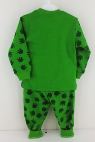 Resim Genel Markalar Çocuk Yeşil Kurbağa Desenli Pijama Takımı 1-2-3 Yaş 