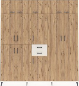 Resim Arges Dolap 10 Raflı 2 Çekmeceli 3 Askılı 220x30x243 Aytaşı-çam/aytaşı Atlas Çam/aytası 