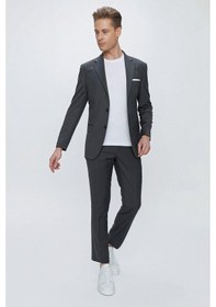 Resim Efor Slim Fit Klasik Mono Yaka Klasik Antrasit Takım Elbise Tk 2021 Antrasit 