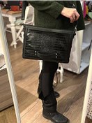 Resim Pinkylola Workon Model Vegan( Suni ) Siyah & Siyah Kroko Detaylı Laptop Çantası 