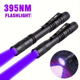 Resim 1/2 adet 395nm UV Siyah Işık Feneri, Ultraviyole Görünmez Mürekkep Feneri, Cevher Akrep Tespit Lambası, Sızıntı, Evcil Hayvan İdrarı, Otel Denetimi, Kuru Lekeler ve Boya Dedektörü için Küçük Taşınabilir Cep Kalem Işıkları (Pil Dahil Değildir) 