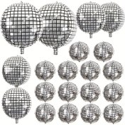 Resim 4D Metalik Gümüş Disco Balon Seti - Doğum Günü, Düğün ve Parti Süslemeleri için İdeal Seçim - Şişirmek Kolay, Güç Gerektirmez, Doğum Günü Balonları 