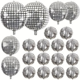 Resim 4D Metalik Gümüş Disco Balon Seti - Doğum Günü, Düğün ve Parti Süslemeleri için İdeal Seçim - Şişirmek Kolay, Güç Gerektirmez, Doğum Günü Balonları 