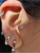 Resim Arescollection Cerrahi Çelik Yıldız Tek Taş Tragus Helix Piercing 