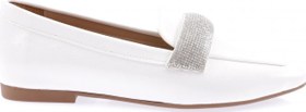 Resim DGN Kadın Silver Taş Tokalı Loafer Beyaz Kırışık Rugan 61112534 