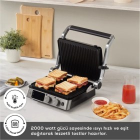 Resim Karaca Inox 2008 Döküm Izgara ve Tost Makinesi 6 Dilim Kapasiteli Tost Makinesi 