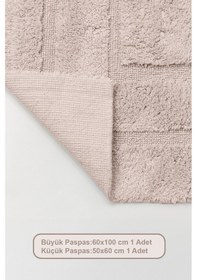 Resim Elart Solid Banyo Halısı Paspas Takımı Pamuklu 2 Adet 60x100 Cm Bej Bej 