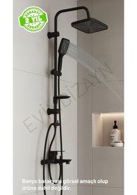 Resim Aqua Bagno Mega Kare Tepe Robot Duşu Seti - Mat Siyah 