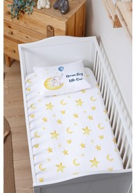 Resim Organik Bebek Boy Lastikli Çarşaf Seti 70x110 - Sevimli Ay Fısıltısı 