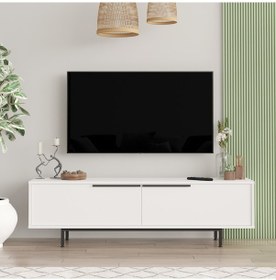 Resim Robin Home Lidya Tv Ünitesi Sehpası Metal Ayaklı 160cm Beyaz 