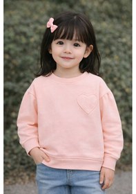 Resim Kız Çocuk Kalp Detaylı Uzun Kollu Sweatshirt 2 7 Yaş Mor 